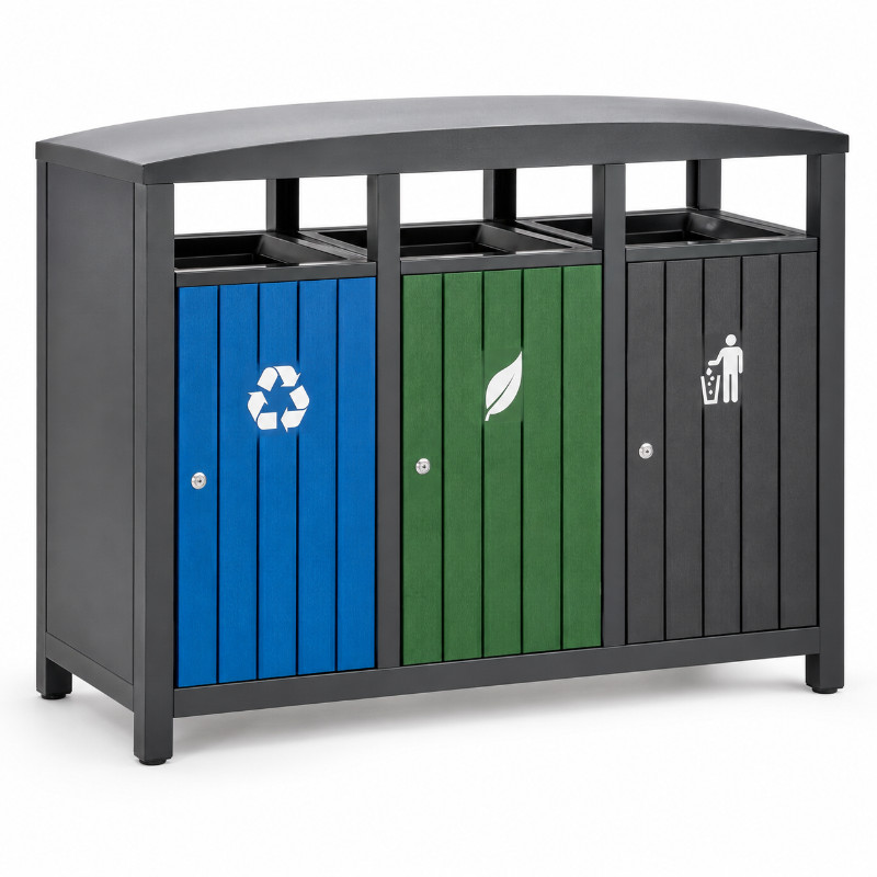 Afvalscheidingsstation buiten 3x60 liter