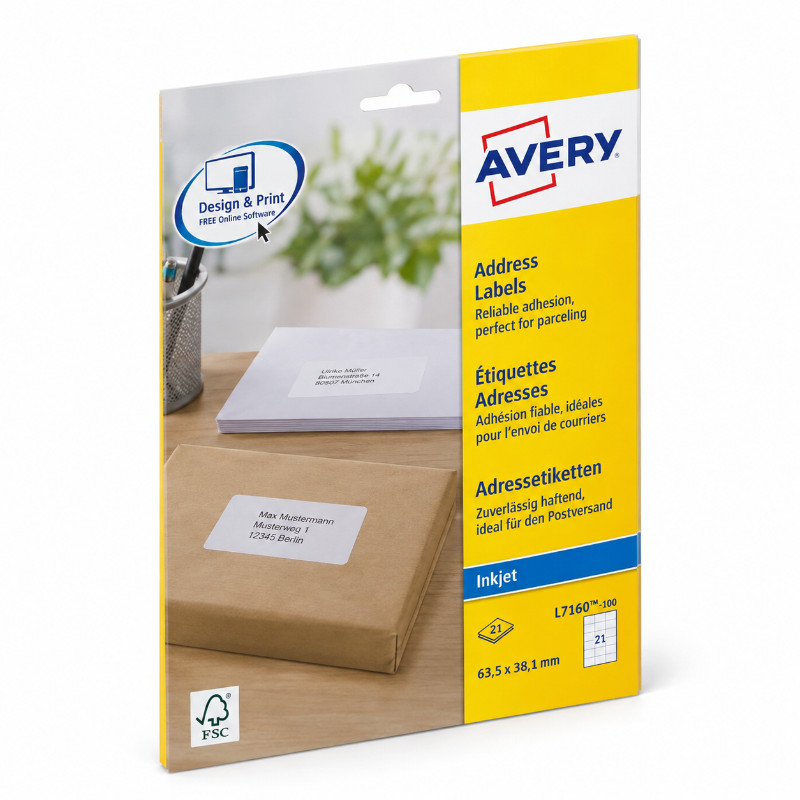 Avery L7160 adreslabels 63,5x38,1 mm - 2.100 stuks