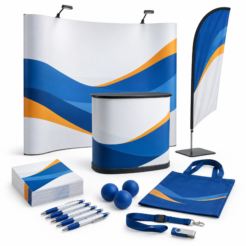Promotiepakket beurs met flyers en giveaways