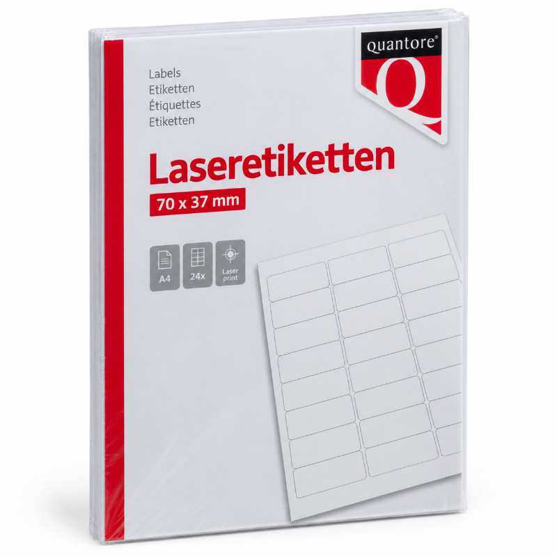 Quantore laseretiketten 70x37 mm - 2.400 stuks