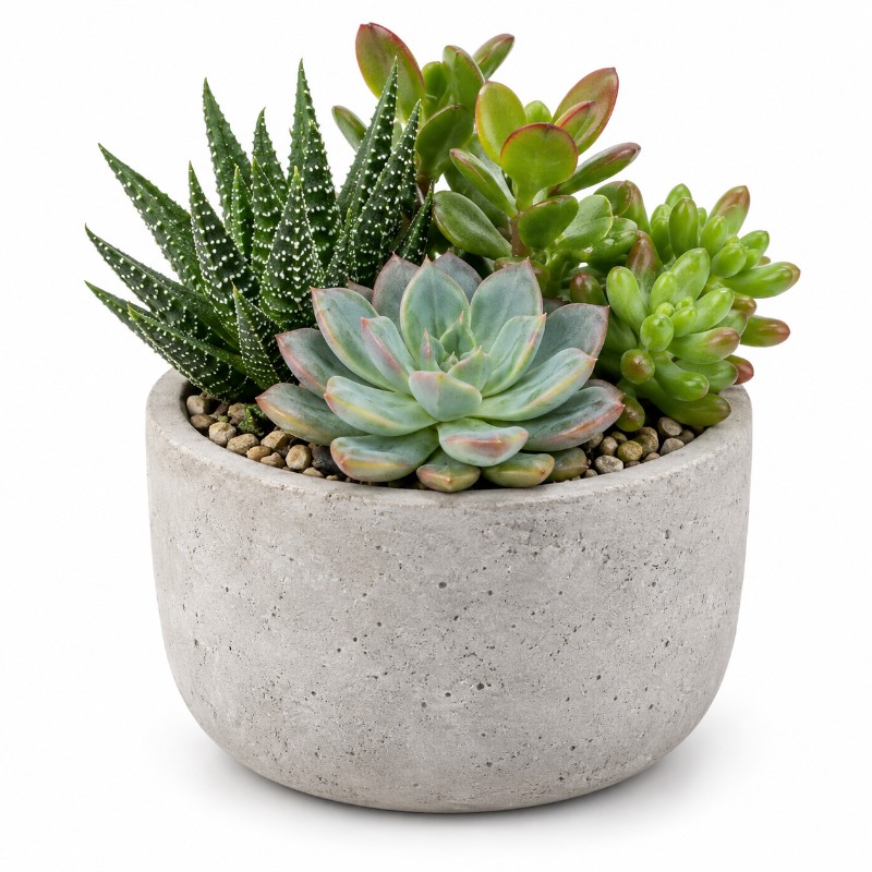 Succulentenmix in betonpot - 6 stuks